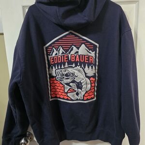 Eddie Bauer Dark Blue Hoodie with Mountain Graphic
